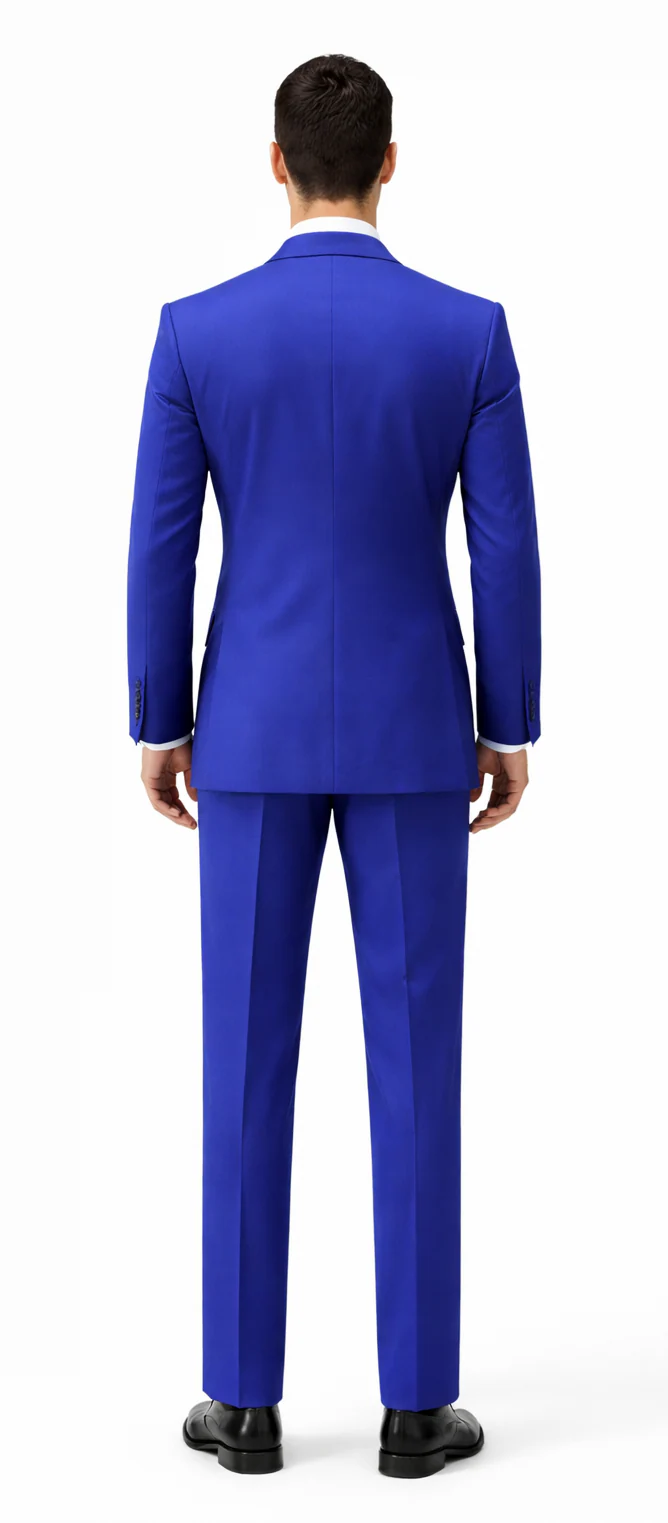 Rossiman Royal Blue Suit for Men ?? Classic 1-Button Peak Lapel Jacket & Double-Breasted Vest