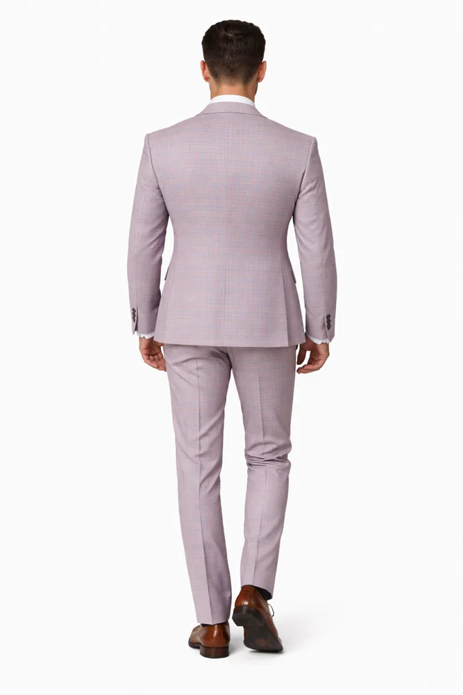 Rossiman Suits Brand - Plaid Textured Double breasted Style - Windowpane Pattern in Color Sharkskin Gray