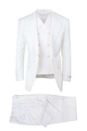Tiglio Italian Suit - Real Wool Fabric Super 150's San Giovesse off White, Wide Leg Suit & Vest super 150" wool in Color Off White