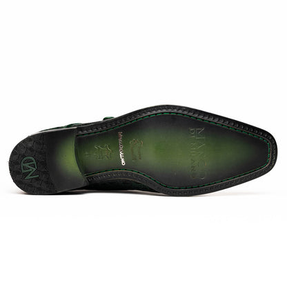 Marco Di Milano Rovigo Green Exotic Crocodile Skin Single Monk-strap Loafers