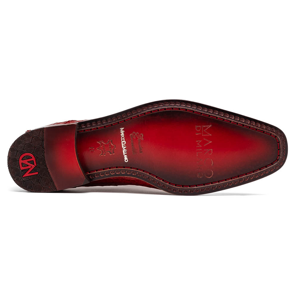 Marco Di Milano Rovigo Red Exotic Crocodile Skin Single Monk-strap Loafers