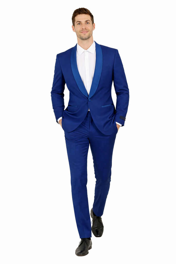 Cobalt Blue Tuxedo with Blue Lapel - All Indigo Blue Wedding Suit - Dark Royal