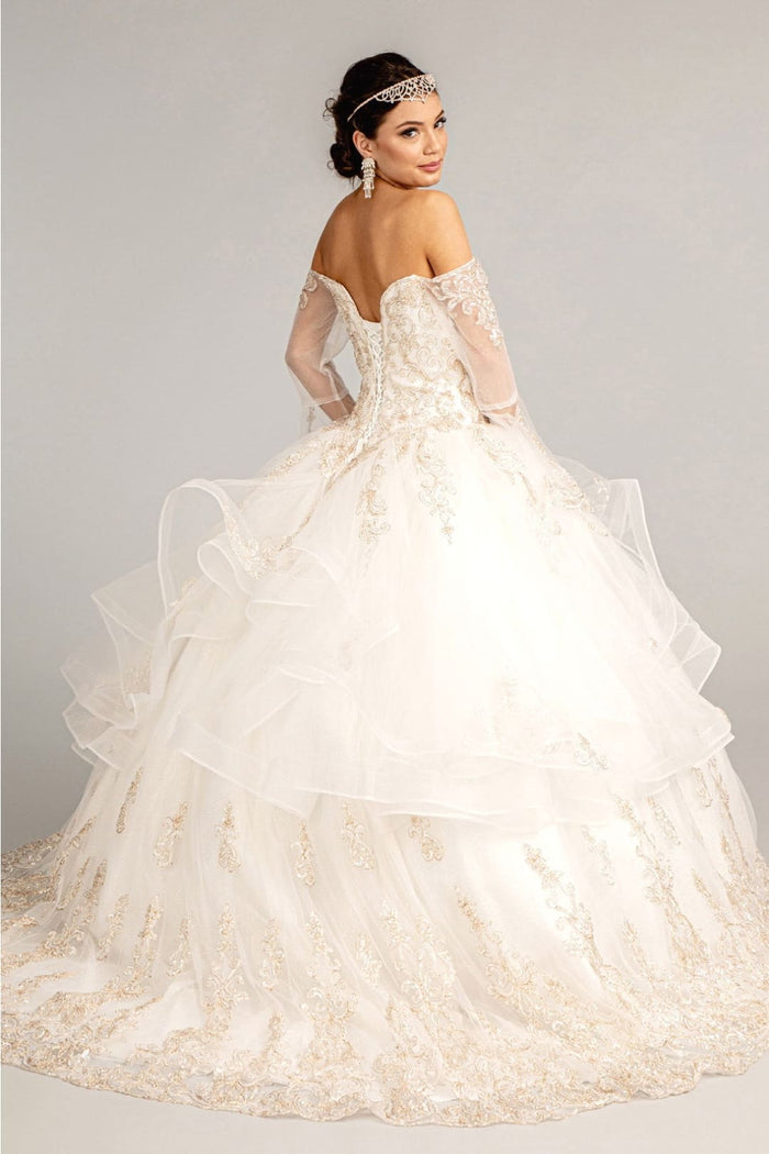 Ruffled Bell Sleeve Ball Gown by Elizabeth KGL1976
