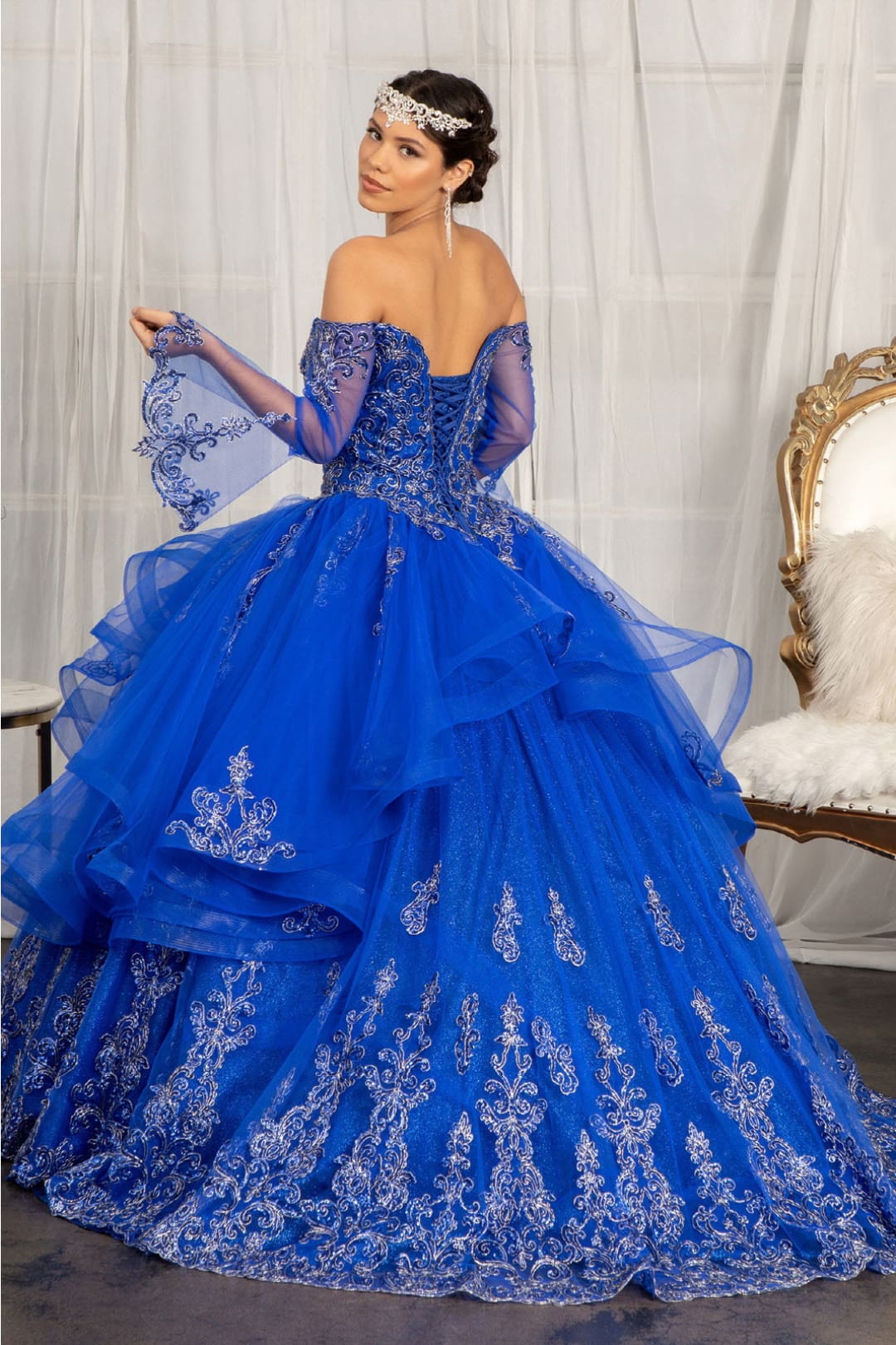 Ruffled Bell Sleeve Ball Gown by Elizabeth K GL1976 - Quinceanera Dresses