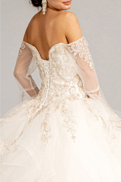 Ruffled Bell Sleeve Ball Gown by Elizabeth K GL1976 - Quinceanera Dresses