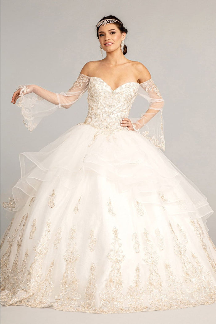 Ruffled Bell Sleeve Ball Gown by Elizabeth KGL1976