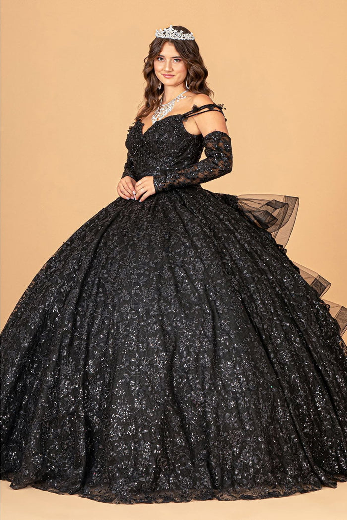 Champagne Quince Dress Ruffled Floral Ball Gown by Elizabeth K GL3072