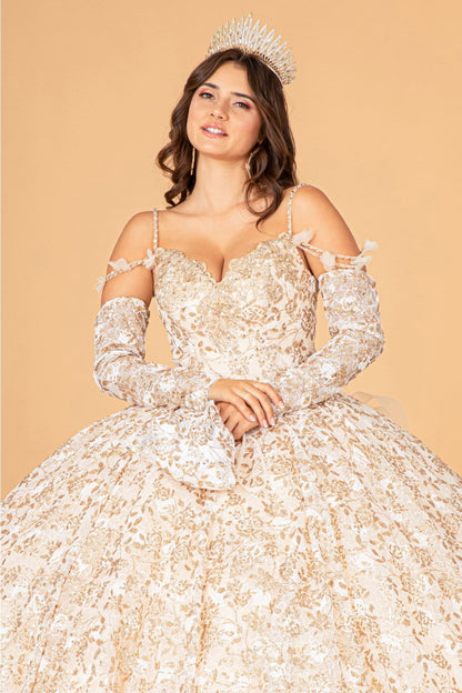 Ruffled Floral Print Ball Gown by Elizabeth K GL3072 - Quinceanera Dresses