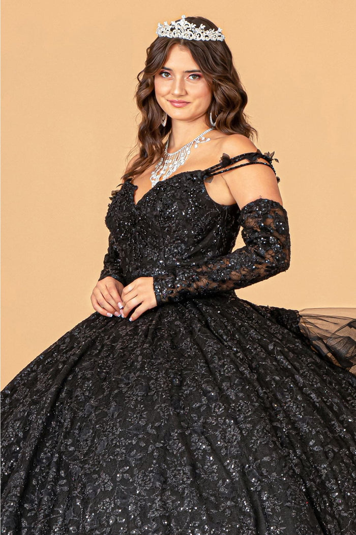 Champagne Quince Dress Ruffled Floral Ball Gown by Elizabeth K GL3072