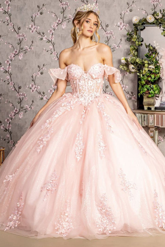 Ruffled Off Shoulder Corset Ball Gown by GLS Gloria GL3475