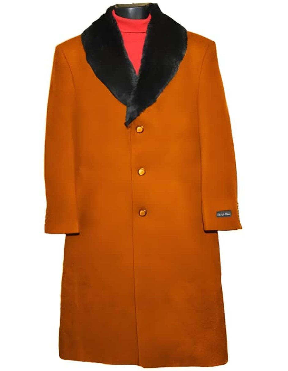 Coat Rust 3 Button Wool Ankle length Overcoat ~ Long men's Dress ...