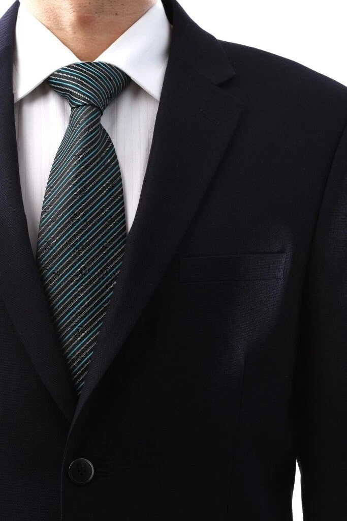 Classic Navy Blue Blazer for Men | Two-Button Poly Viscose Wool-Touch