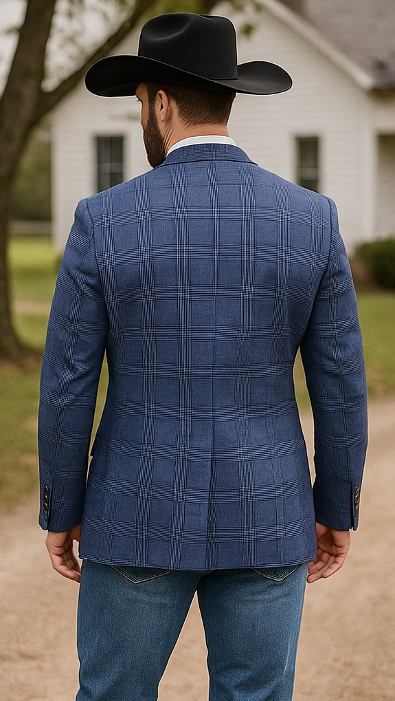Blazer Saint Andrews Bleu Laine Mohair été - Taille L 44/54 Occasion Très Bon état