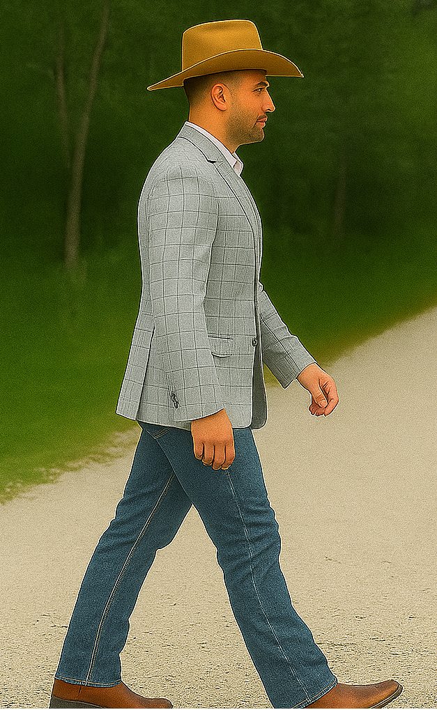 Saco vaquero - Western Sport Coat - Western Blazer- Men's Two Button Windowpane Plaid Sport Coat