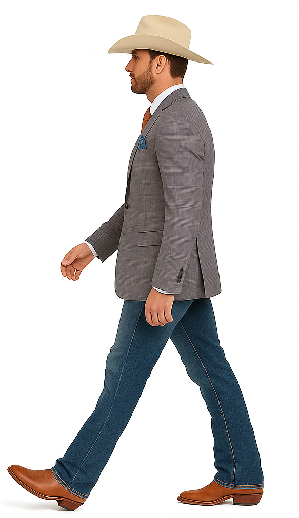 Saco vaquero - Western Sport Coat - Western Blazer- Mens Half Canvas Unconstructed Sport Coat Blazer In Grey Blue Windowpane Plaid