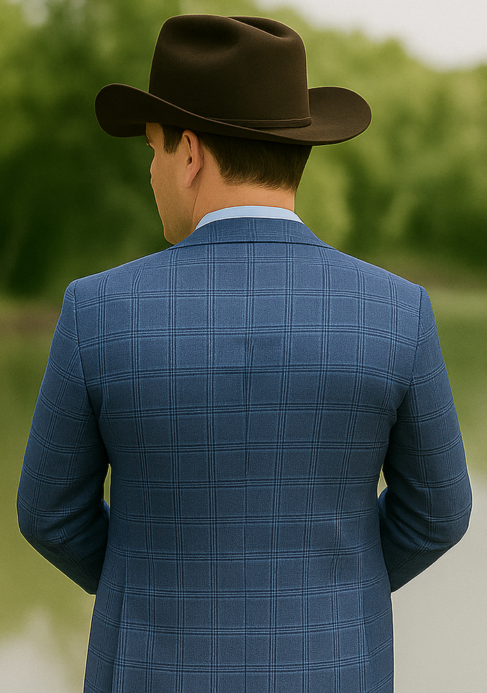 Saco vaquero - Western Sport Coat - Western Blazer- Men's Slim Fit Business Casual Teal Blue Plaid Sport Coat