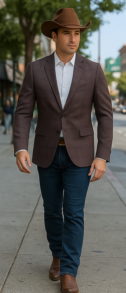 Saco vaquero - Western Sport Coat - Western Blazer - Men's Slim Fit Casual Sport Coat Blazer In Dark Rose Pink Plaid