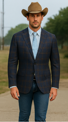 saco-vaquero-western-sport-coat-western-blazer-mens-slim-fit-two-button-sport-coat-blazer-navy-blue-gold-windowpane-plaid