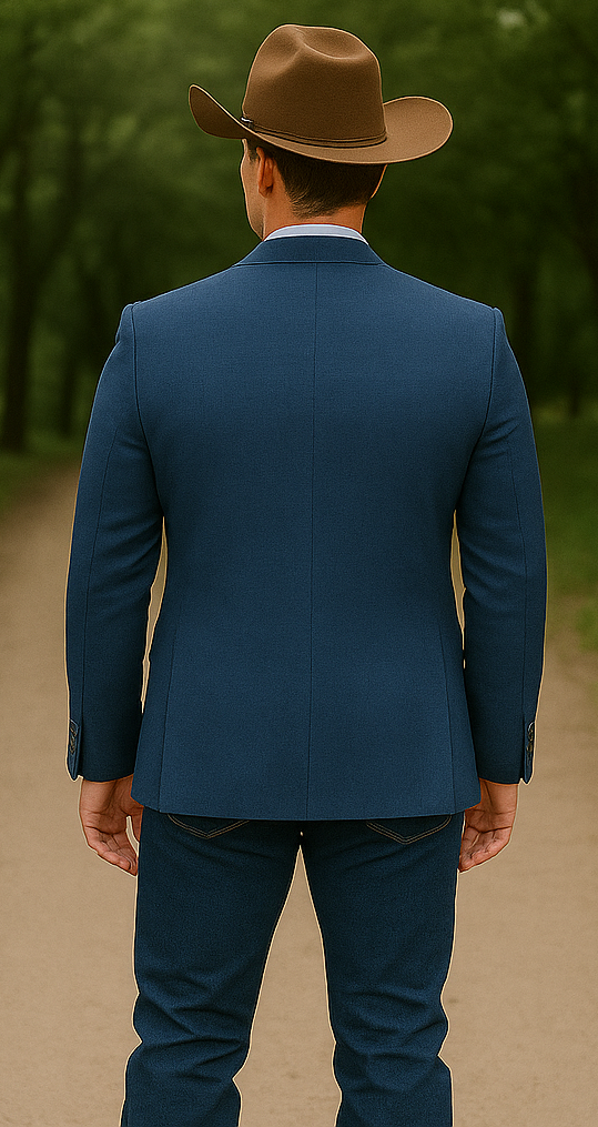 Saco vaquero - Western Sport Coat - Western Blazer - Mens Two Button Classic Fit Wool Sport Coat Blazer In Steel Blue Windowpane Plaid