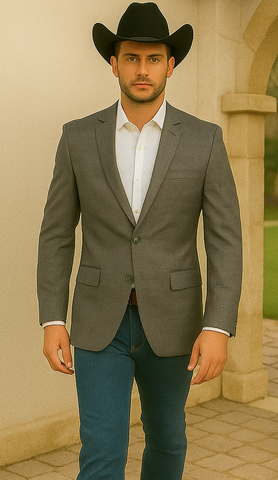 Saco vaquero - Western Sport Coat - Western Blazer- Men's Two Button Regular Fit Sport Coat In Dark Green Glen Plaid