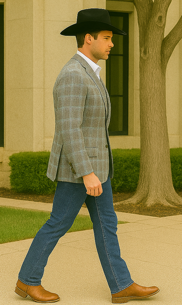 Saco vaquero - Western Sport Coat - Western Blazer- Men's Two Button Slim Fit Business Casual Sport Coat In Camel Glen Plaid