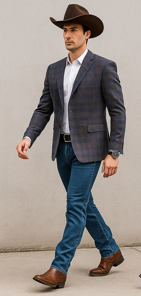 Saco vaquero - Western Sport Coat - Western Blazer- Men's Two Button Slim Fit Business Casual Sport Coat In Light Brown