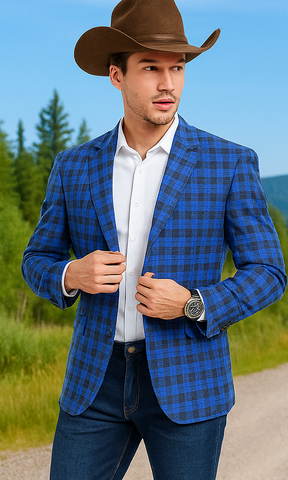 Saco vaquero - Western Sport Coat - Western Blazer - Men's Two Button Slim Fit Business Casual Sport Coat
