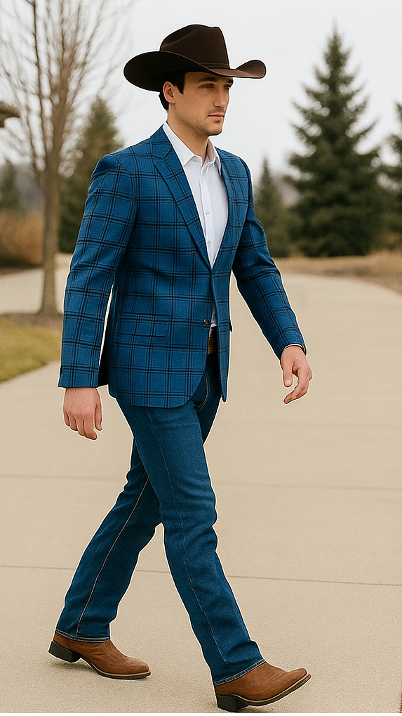 Saco vaquero - Western Sport Coat - Western Blazer - Men's Two Button Slim Fit Glen Plaid Sport Coat Blazer