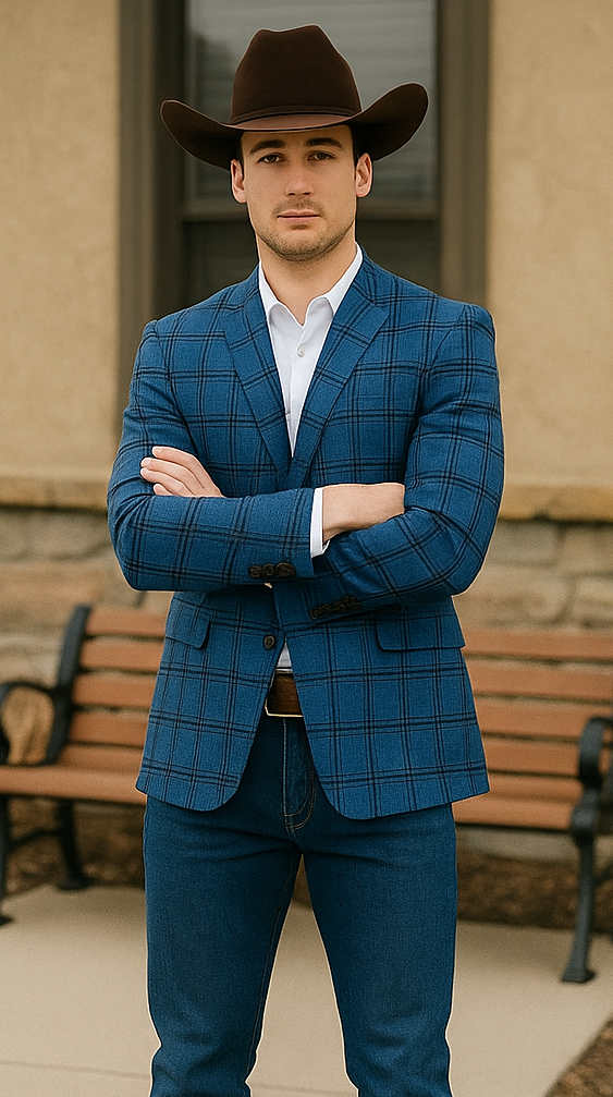 Saco vaquero - Western Sport Coat - Western Blazer - Men's Two Button Slim Fit Glen Plaid Sport Coat Blazer
