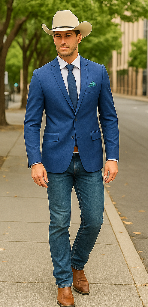 Saco vaquero - Western Sport Coat - Western Blazer - Mens Two Button Slim Fit Sport Coat Blazer In Blue Purple Micro Check