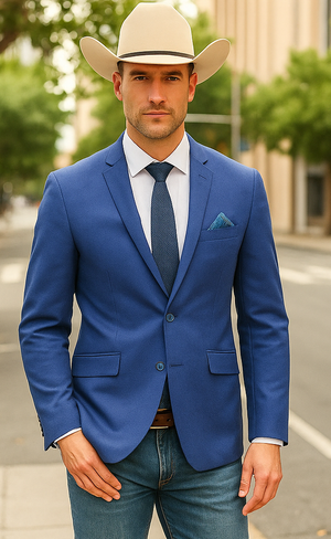 Saco vaquero - Western Sport Coat - Western Blazer - Mens Two Button Slim Fit Sport Coat Blazer In Blue Purple Micro Check