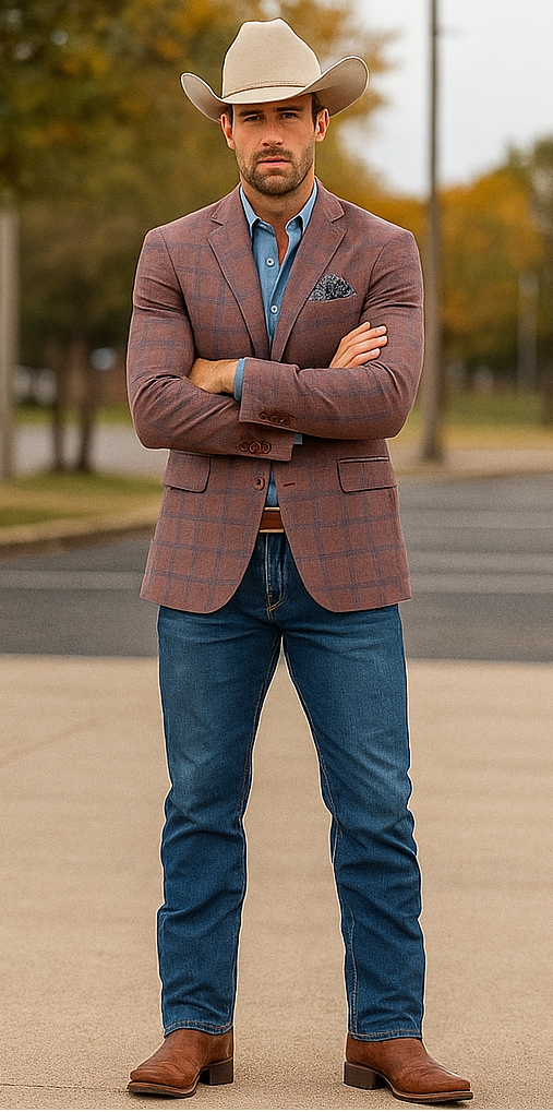 Saco vaquero - Western Sport Coat - Western Blazer - Mens Two Button  Sport Coat Blazer In Burgundy Red Windowpane Plaid