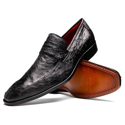 Marco Di Milano Salvatore Black Ostrich Penny Loafer