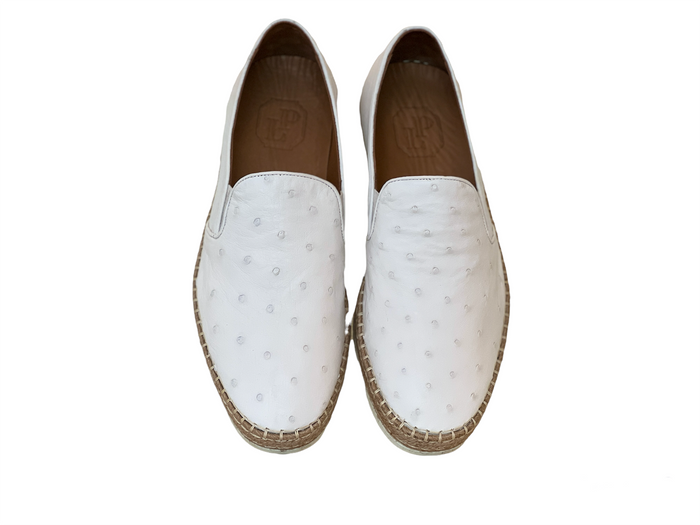 P012 San Remo Genuine Ostrich Sport Loafer- White