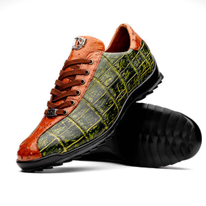 Marco_Di_Milano Saulo: Green & Cognac Leather Shoe