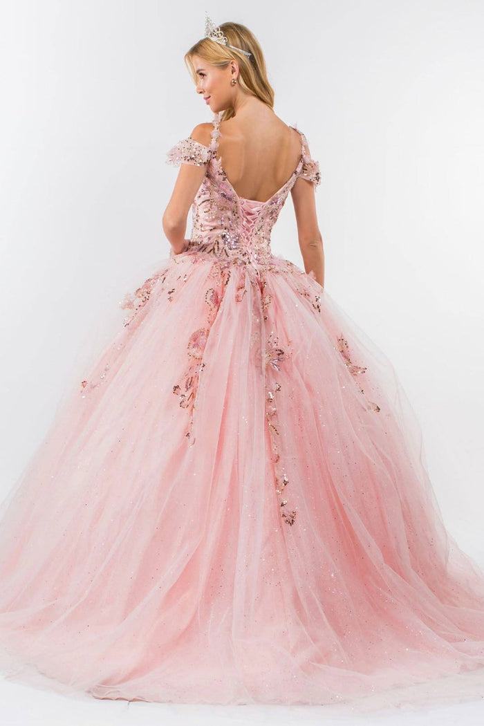 Sequin Cold Shoulder Ball Gown by Elizabeth KGL1969