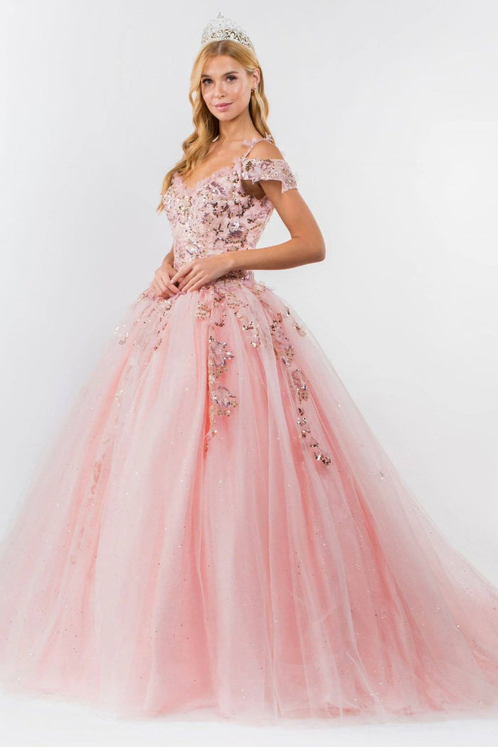 Sequin Cold Shoulder Ball Gown by Elizabeth KGL1969