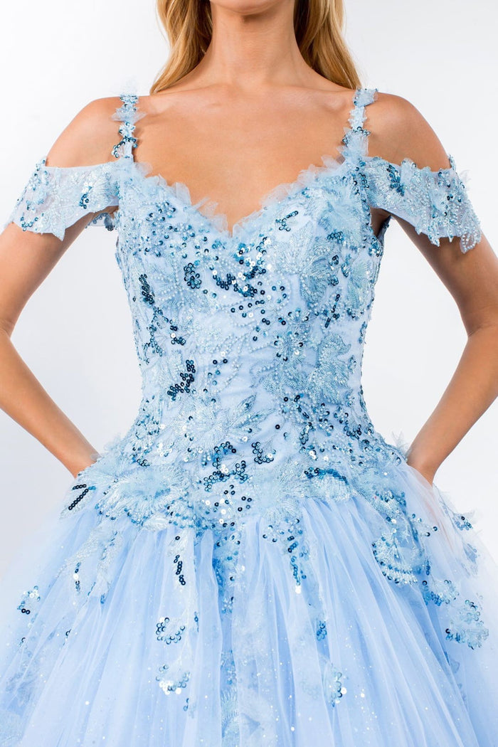 Sequin Cold Shoulder Ball Gown by Elizabeth KGL1969