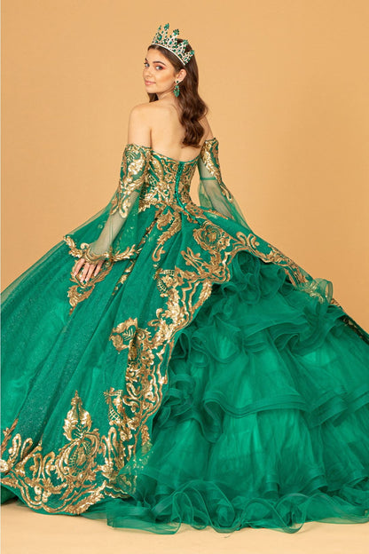 Sequin Print Strapless Ball Gown by Elizabeth K GL1914 - Quinceanera Dresses