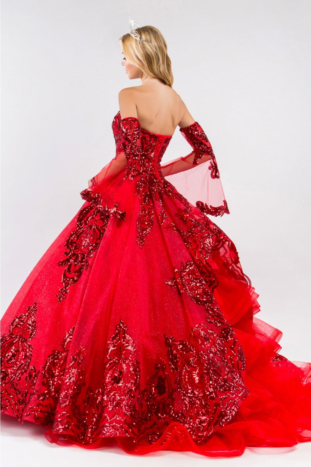 Sequin Print Strapless Ball Gown by Elizabeth K GL1914 - Quinceanera Dresses