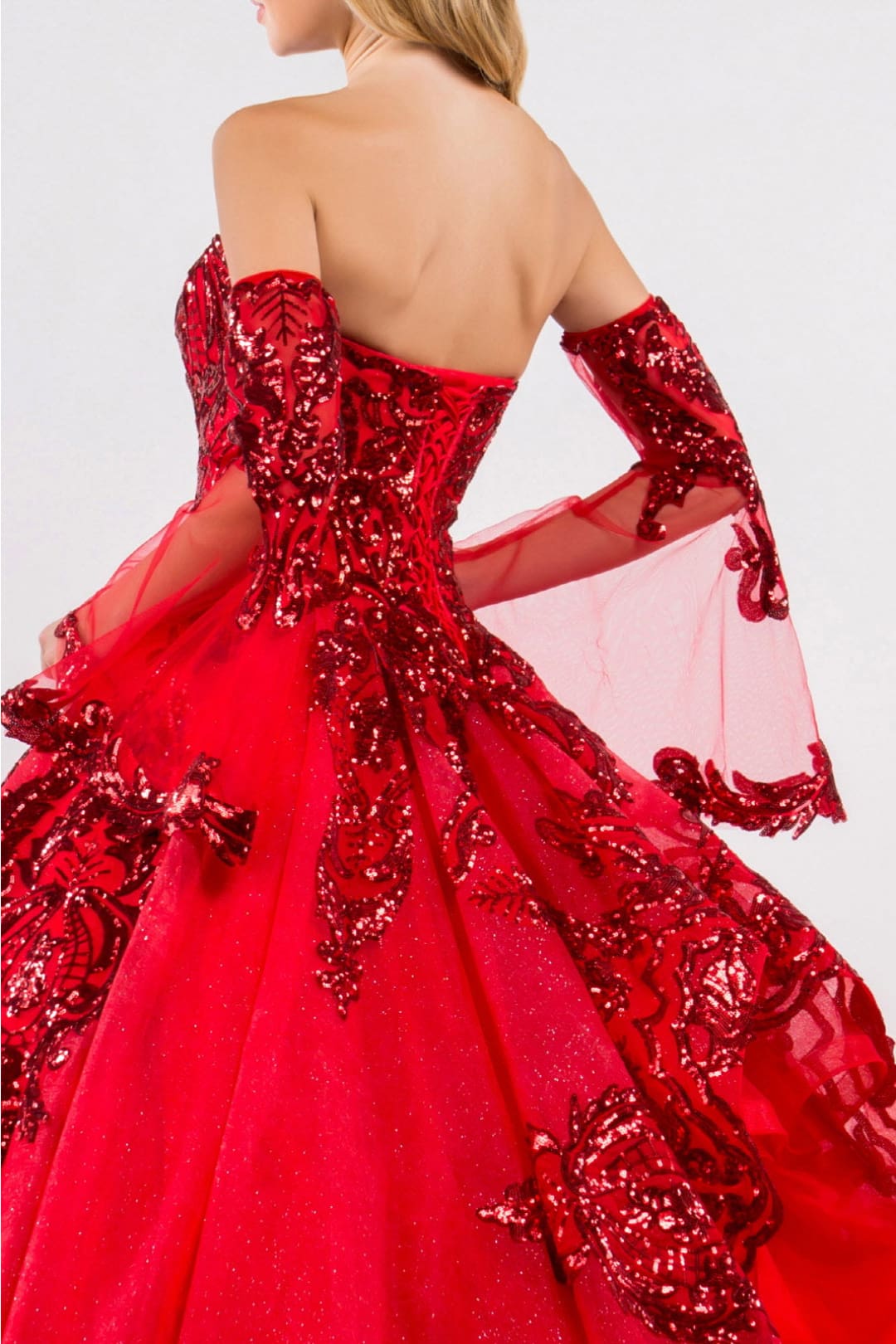 Sequin Print Strapless Ball Gown by Elizabeth K GL1914 - Quinceanera Dresses