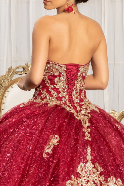 Sequin Print Strapless Ball Gown by Elizabeth K GL1987 - Quinceanera Dresses