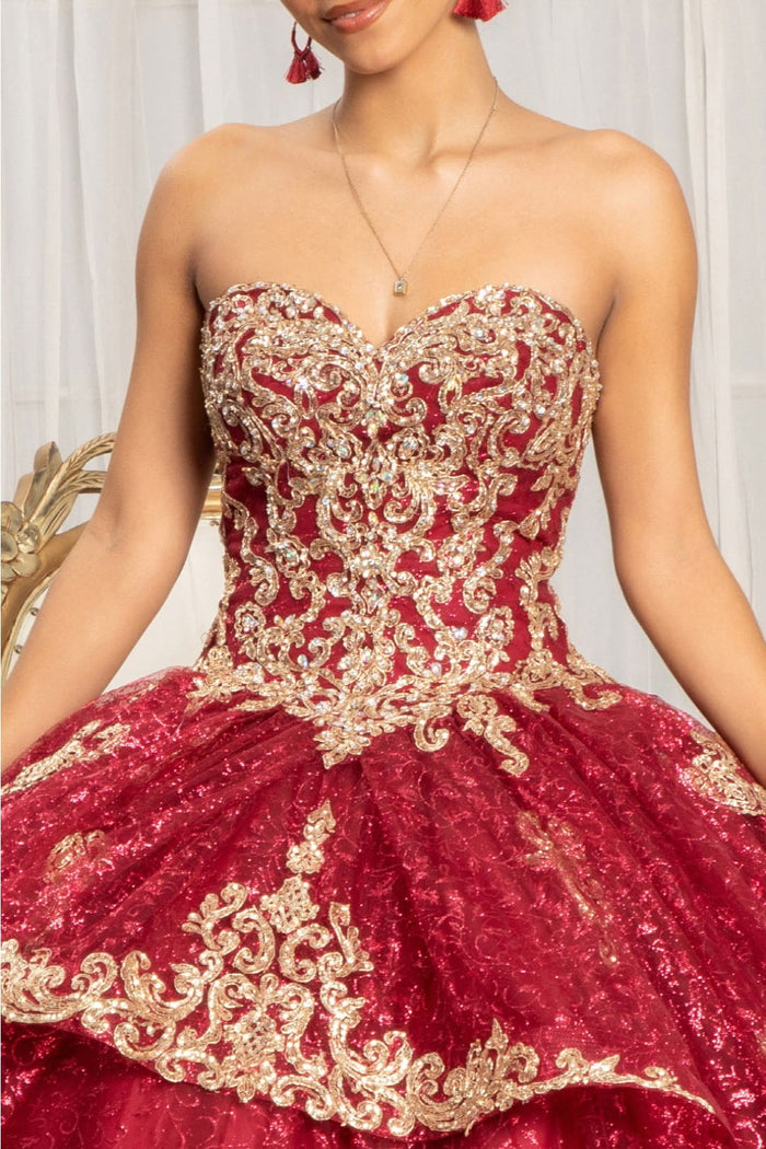 Sequin Print Strapless Ball Gown by Elizabeth KGL1987