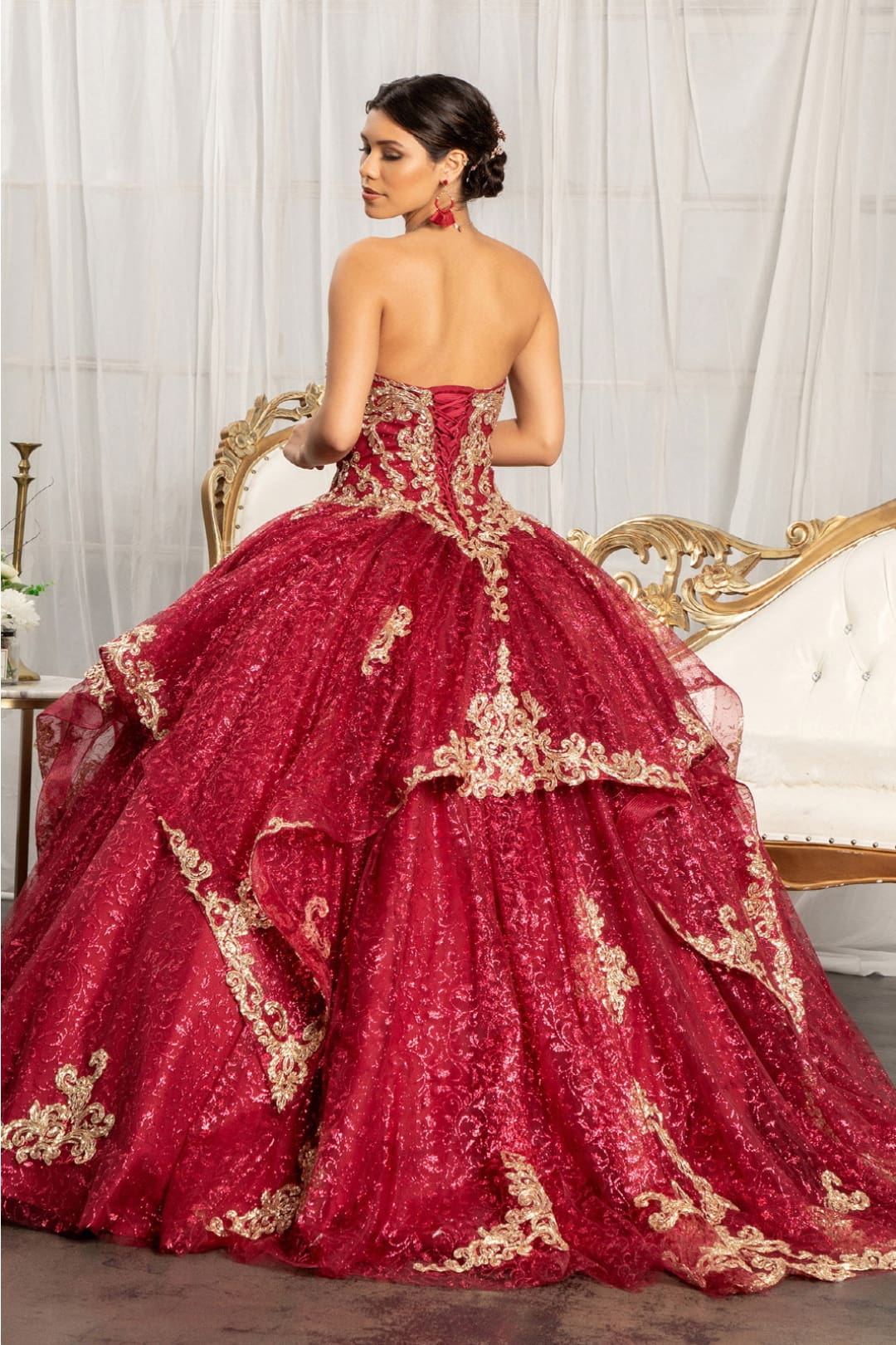 Sequin Print Strapless Ball Gown by Elizabeth K GL1987 - Quinceanera Dresses