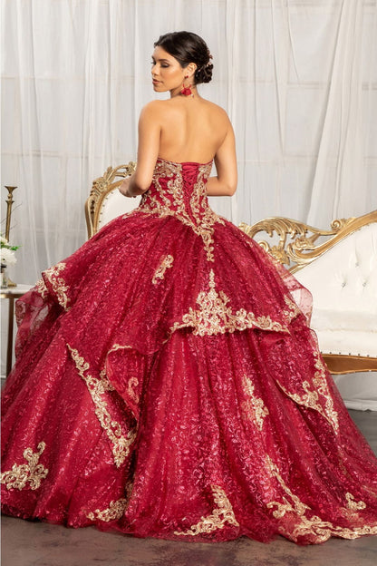 Sequin Print Strapless Ball Gown by Elizabeth K GL1987 - Quinceanera Dresses