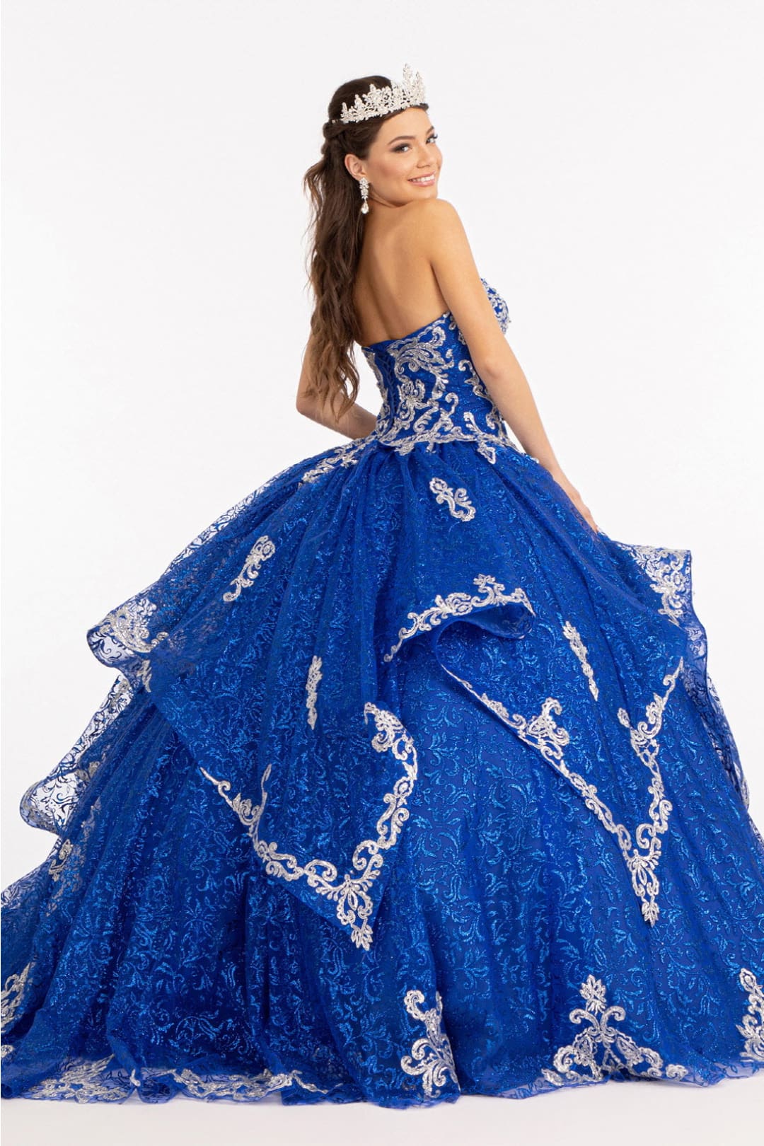 Sequin Print Strapless Ball Gown by Elizabeth K GL1987 - Quinceanera Dresses