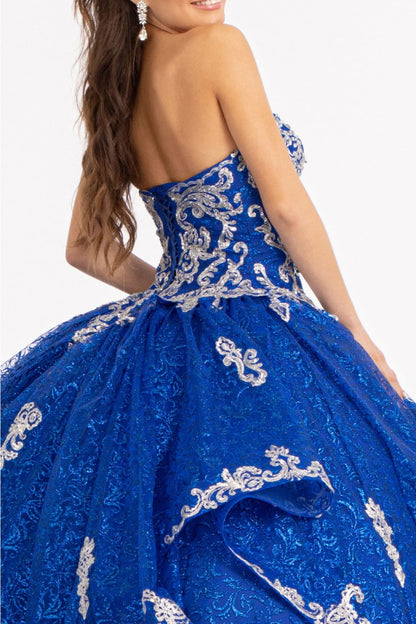 Sequin Print Strapless Ball Gown by Elizabeth K GL1987 - Quinceanera Dresses