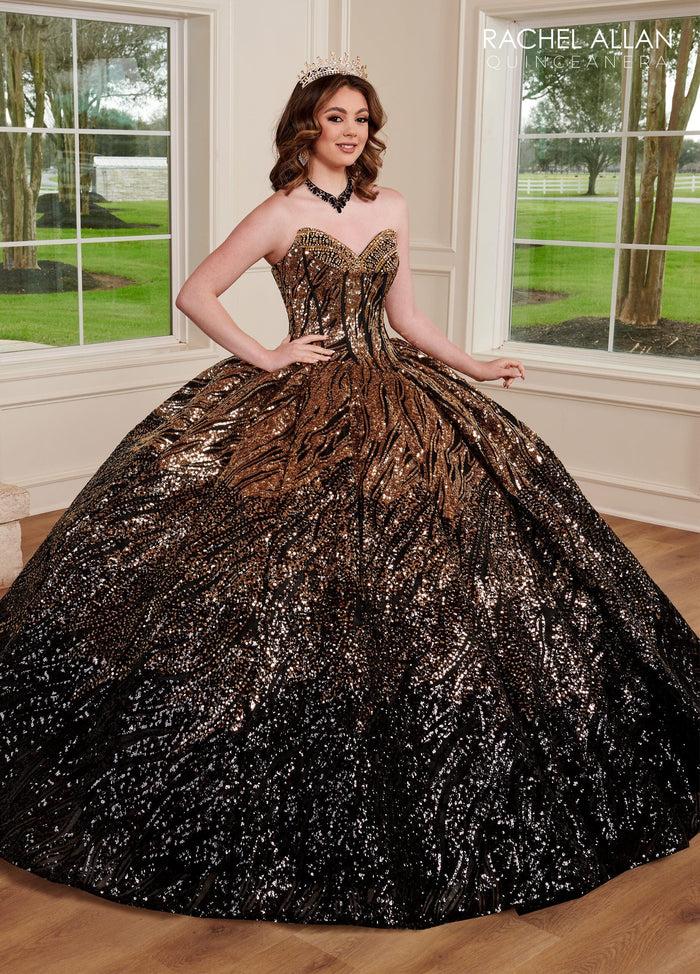 Rachel Allan RQ3121 Sequin Tulle Strapless Quinceanera Dress
