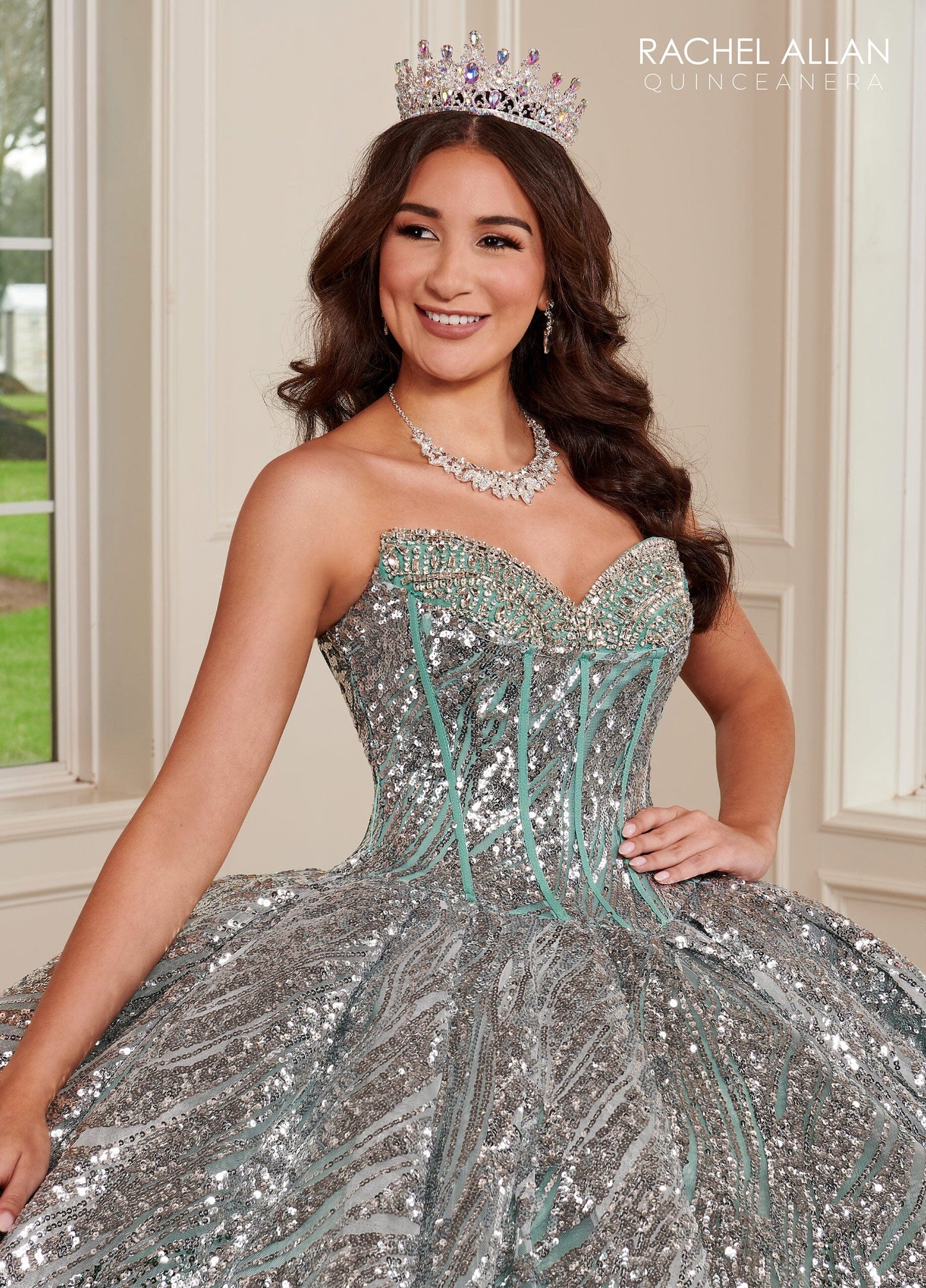 Rachel Allan RQ3121 Sequin Tulle Strapless Quinceanera Dress