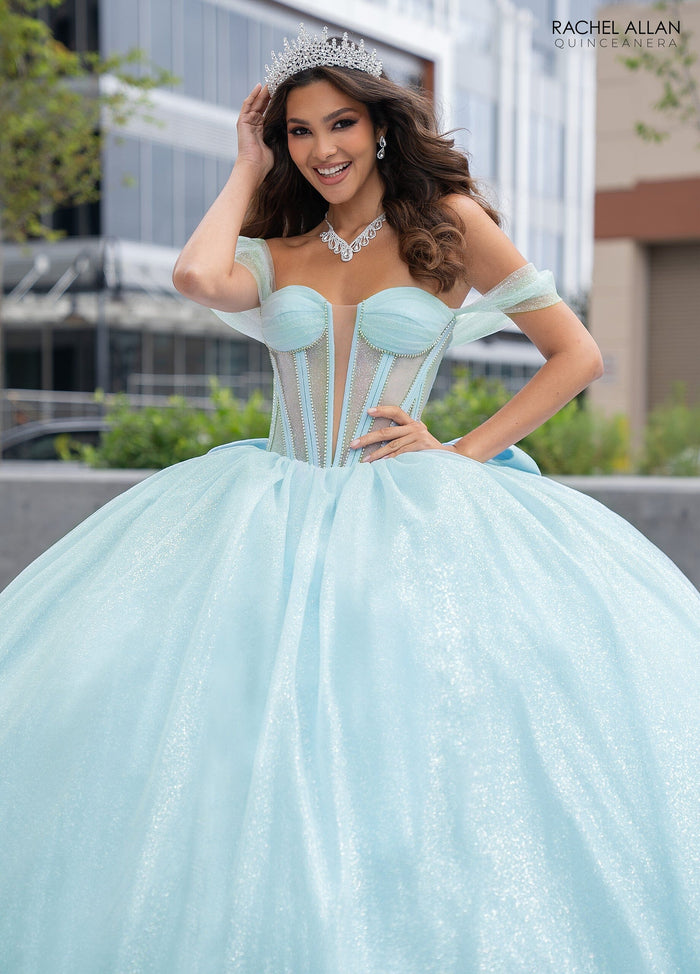 Rachel Allan RQ2183 Sheer Corset Glitter Quinceanera Dress